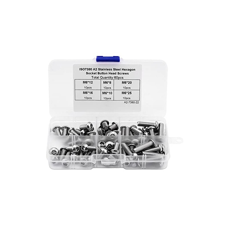 Cabeza Zócalo Tapa Tornillos,60pcs M6 Botón de acero inoxidable Botón
