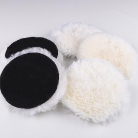 Svitzoot 5 x Polishing Pads, Wool Cover, Wool Pad, 125 mm Lambswool Cover, Polishing Pads, Lambskin Pad, Polishing Hood Lambswool Polishing Fur for Car Polishing Machine