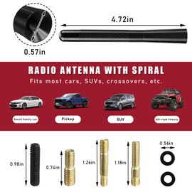 Dickno Car Short Antenna, 4.72'' Aluminum Radio Antenna Mast Replacement, Carbon Fiber Auto AM/FM Radio Reception Antenna with Screws, Vehicle Roof Mini Aerial Antenna for Car SUV (Black)
