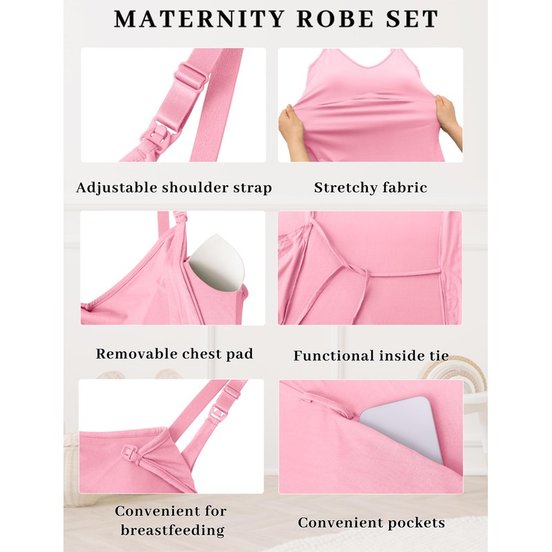 SUNNYBUY - Conjunto de bata de maternidad para mujer, 3