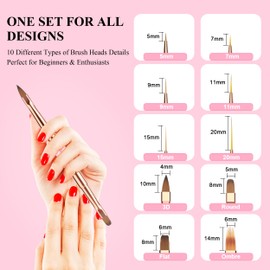 Nail Art Brushes Set, Professional Nail Art Design Pen Painting Tools with 5PCS Nail Liner Brush Gel Nail Polishing Finger for Home DIY Manicure Salon - Pink