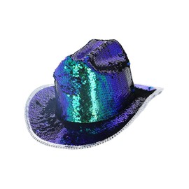Smiffys Fever Deluxe Sequin Cowgirl Hat, Iridescent Green, Fever Accessories Fancy Dress, Adult Dress Up Hats
