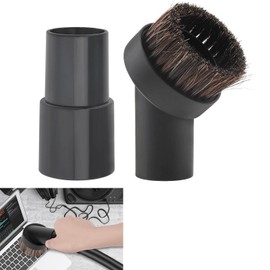 Vacuum Brush, Vacuum Attachment Round Dust Brush Horse Hair with Universal Connector, 1.25 Inch Brush Replacement with 1.25 to 1.37 Inch Vacuum Hose Adapter Tool for Standard Hose