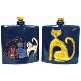 Mara Ceramic Stoneware 24 Oz. Cats Square Decanter