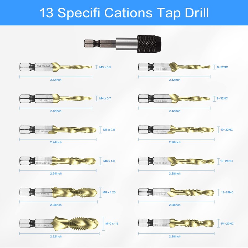 Combination Drill & Tap Bit Set, 6 pc SAE (6-32NC