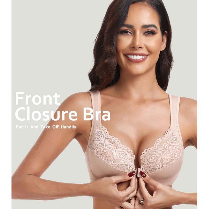 HACI Front Closure Bra for Women Unpadded Underwire Full Coverage