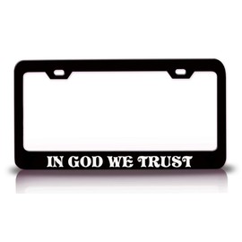 Customola in GOD WE Trust Christian Metal License Plate Frame Style 27 Black