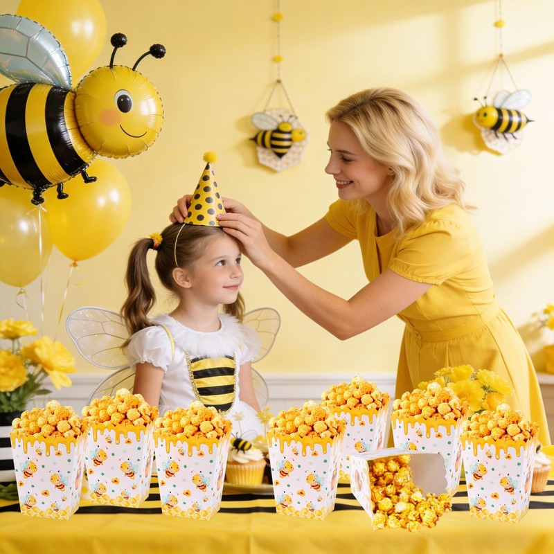 Sweet Bee Popcorn Boxes Bees Goodie Candy Boxes Sunflower Party
