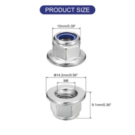 sourcing map M6x1mm Flange Nylon Insert Lock Nuts, 100Pcs 304 Stainless Steel Metric Hex Lock Nuts Self Locking Nuts for Industrial Construction Fasteners, Silver