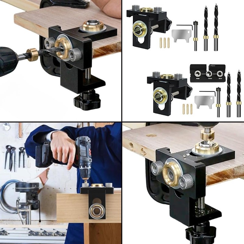 3 in 1 Pocket Hole jig kit, Self Centering Woodworking