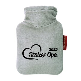Huuraa Taschenwärmer Stolzer Opa 2025 Herz Geschenk 0,2 Liter Grey Mini Veloursbezug Stolzer Opa Geschenkidee