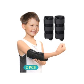 Mybow Pediatric Elbow Brace Splint Child Kids Arm Immobilizer Cubital Tunnel Syndrome Ulnar Nerve Entrapment Toddler Anti Thumb Stop Finger Sucking Arm Restraint Brace (2 PCS)