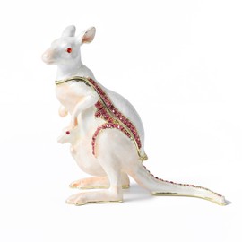 NIODAY Hand Painted Trinket Box Enamel Vintage Jewelry Box Parent-Child Kangaroo Hinged Metal Jewelry Organizer Decorative Treasure Box Unique Gifts Family Souvenirs
