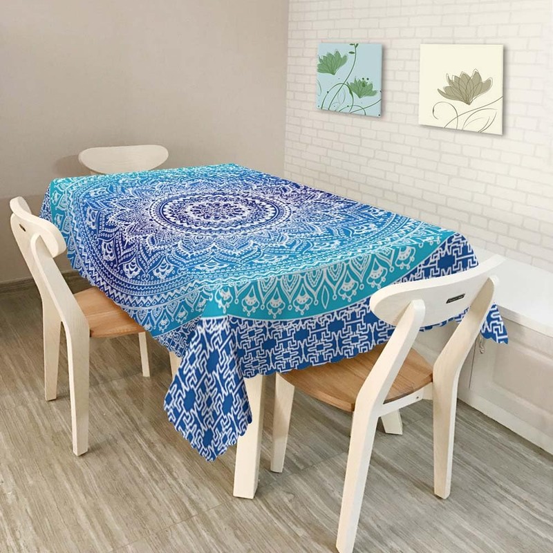 Walmsco Tablecloth Gradient Bohemian Mandala Pattern Decor For Dining Room