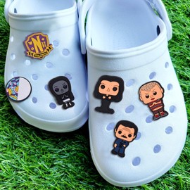 AYNKH 25 PCS Wednesday Shoe Charms for Croc, Addams Family Decoration Accessories for Clog Bubble Slides