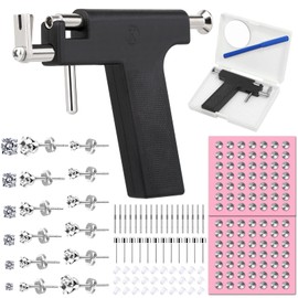 Professional Ear Piercing Gun Kit, Reusable Piercing Gun with Stainless Steel Piercing Earrings Studs, Crystal Earrings for At Home Salon Earlobe Cartilage Helix Tragus Piercing Tool Kit
