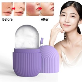 ZJchao Rodillo de Hielo para la Cara, Rodillo Facial Hielo Agarre Rodillos de Hielo para la Cara Silicona Ojo Masaje con hielo Belleza facial Cuidado Molde Hielo Facial para Belleza (nuevo morado)