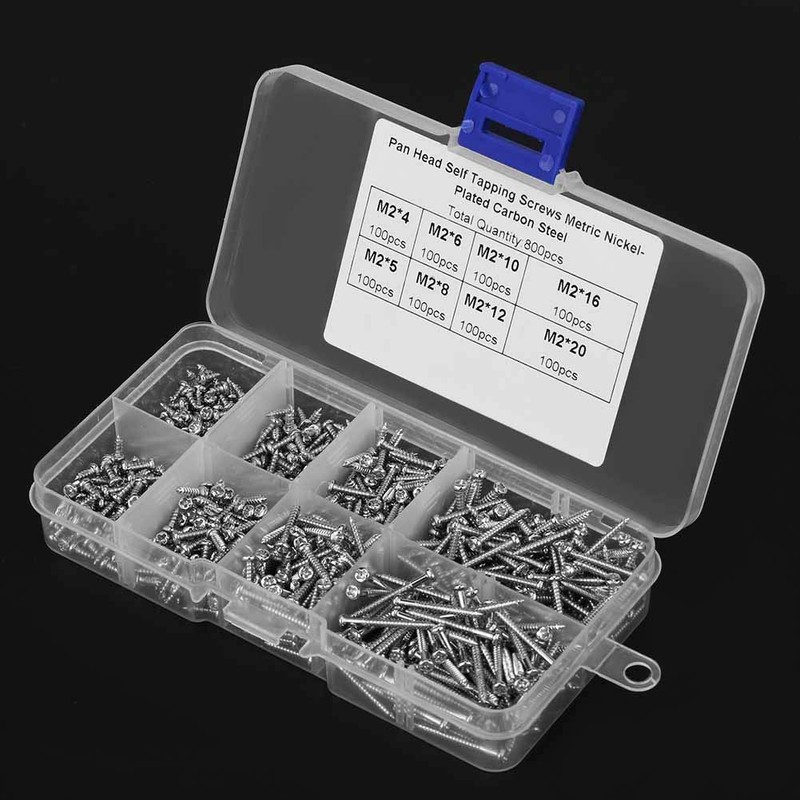 M2X10 800pcs Carbon Steel Nickel Plated Tornillos Kit M2 Crossdrive