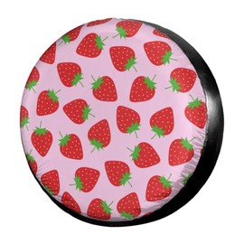 Foruidea Pink Strawberry Spare Tire Cover Dust-Proof Wheel Tire Cover Fit Trailer, RV, SUV and Many Vehicle 17inch