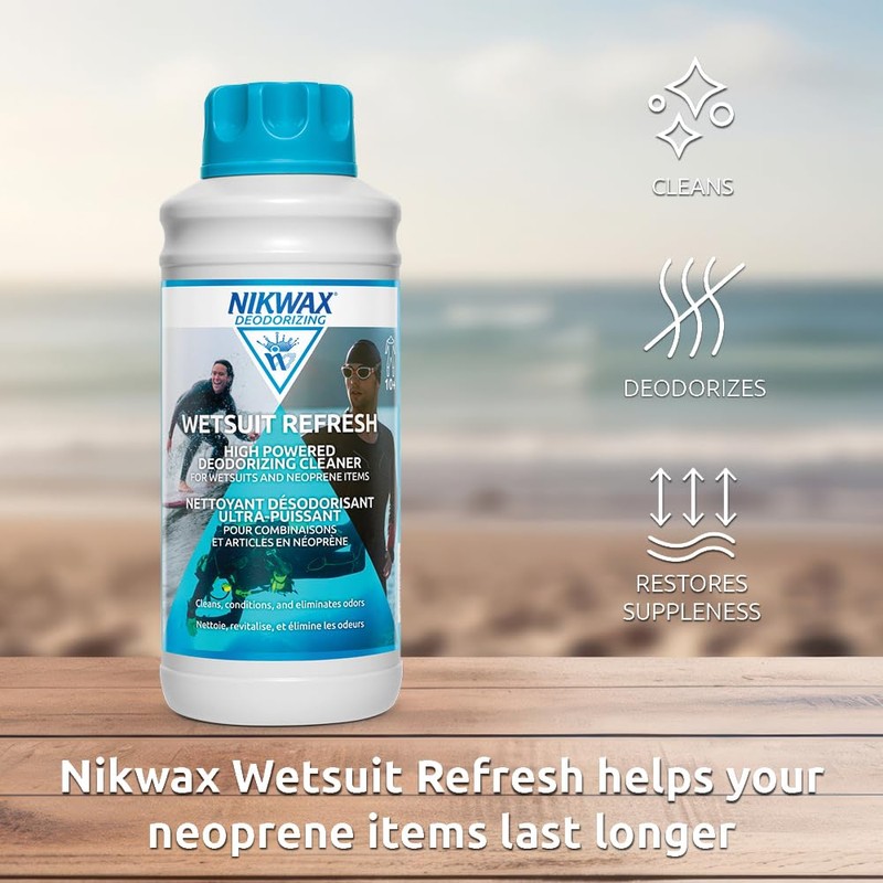Nikwax Wetsuit Refresh 1L, Cleans, Conditions & Deodorizes Wetsuits, Booties