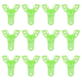 JMU Dental Impression Trays, Bag of 12 Autoclavable Impression Trays, Perforated, 9 Anterior Lower Green
