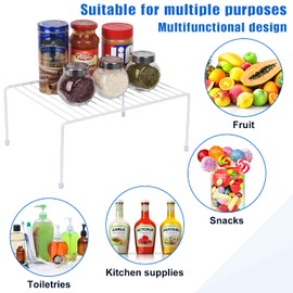 JBESUHI Medium (13.1 x 10.2 Inch) Cabinet Storage Shelf Rack , Kitchen ShelvesKitchen Counter and Cabinet Shelf, Storage Rack Organizer for Kitchen, Fridge, Cabinet, Bathroom Cupboard& Pantry (4, White)