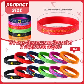Cunno 60/120 Pcs Pi Day Silicone Bracelets Bulk Funny Math Wristband Gift Mathematics Day Educational Prizes for Students Teachers Math Lover Graduation Classroom Party Favor(60 Pcs)