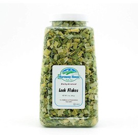 Harmony House Foods, Dried Leeks, Green and White, 3 Ounce Quart Size Jar