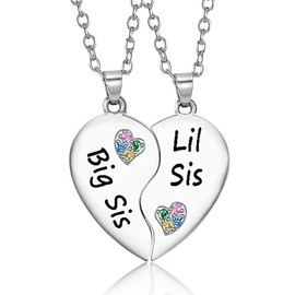 Big Lil Sis Necklaces Gift for 2 Girls Big Sister Gifts from Little Sister Matching Necklaces for Sisters Christmas Birthday Gifts for Best Friend Bestie BFF Necklace for 2 Twin Sisters