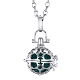 Morella Women’s Guardian Angel Necklace, Stainless Steel, 70 cm, with Spiral and Zirconia Melody Ball Pendant, Comes in Jewellery Bag, Stainless Steel