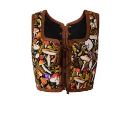 Reminisce Boutique Renaissance Corset Vintage Bodice Ren Faire (Mushrooms, S)