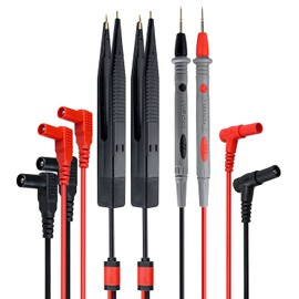 Yakamoz Test Leads Tweezer Multimeter Probe Lead Set 2Pcs SMD Component Testing Tweezers Clips with 1 Pair 1000V 20A Test Leads Probes for Multi Meter LCR IC Chip Capacitor Resistor Testing