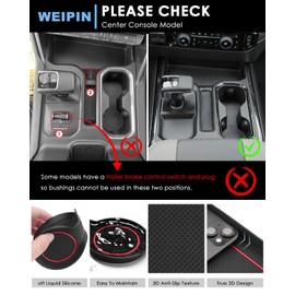 Silverado Sierra 1500 Console Liners - Compatible with Refreshed Models 2022-2025 Silverado/Sierra 1500 - [3D High-Edge Liquid Silicone] 6PCS Cup Holder Mats, Full Console w/Bucket Seats ONLY - Red