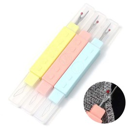 EsiFare 3 Pcs Threader 2 in 1 Needle Threader Pink*1 +1*Yellow+1*Blue with Protective Case Fashionable Sewing Tool Portable Design for Handicrafts Clothes Repair DIY Enthusiasts Housewife Elderly