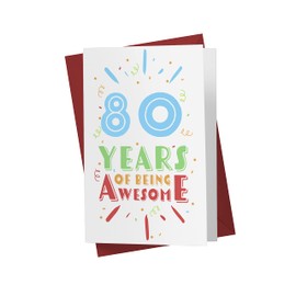 Karto Funny 80th Birthday Card for Men Women - Large 5.5x8.5 inch 80 Years Old Birthday Cards for Him Her - Awesome