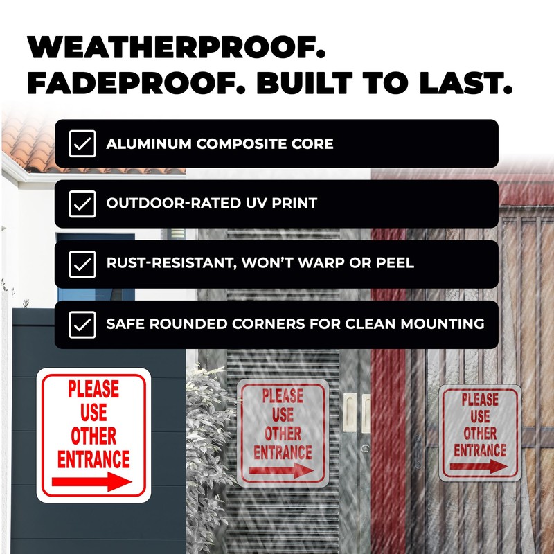 Please Use Other Entrance Left Arrow Aluminum Composite Outdoor Sign