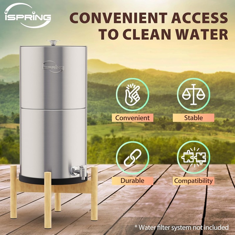 iSpring Wooden Stand for DGF2 Gravity-Fed Stainless Steel Countertop Water