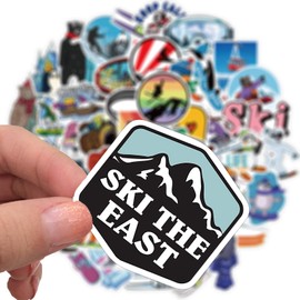 Pack of 50 Skiing Stickers Pack Ski Sticker Set Waterproof Vinyl Stickers for Laptop Children Cars Motorcycle Bicycle Skateboard Luggage Suitcase Computer Sticker Graffiti Decal