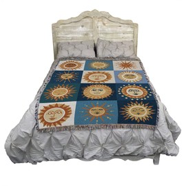 Pure Country Weavers Suns Blanket by Mariah Rupp - Gift Tapestry Throw Woven from Cotton - Made in The USA (72x54)