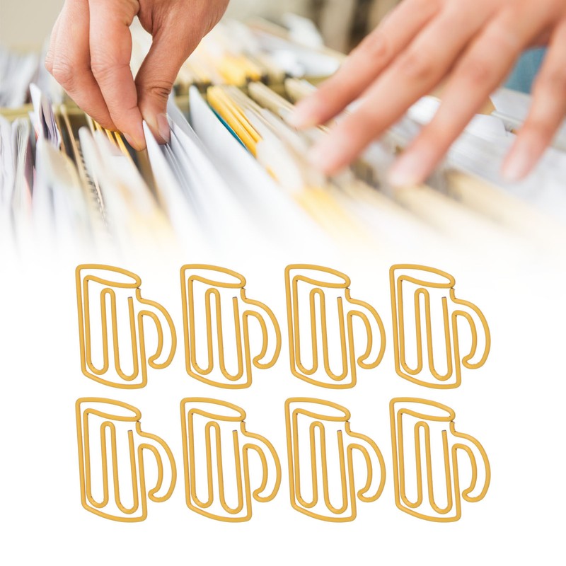 100Pcs Cute Paper Clips Yellow Cup Style Strong Metal Exquisite
