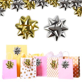 Christmas Jingle 24 Pack of Large Gold And Silver Bows – Multi-Pack of Christmas Bows Includes 12 Gold Bows and 12 Silver Bows – Christmas Wrapping and Gifting