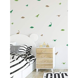Simple Shapes Dinosaur Wall Decal - Dino Shapes Nursery Decals (Scheme C)