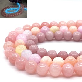 Artsy Crafts 150 Pcs 8mm Natural Stone Beads, Glow in The Dark Solar Stone + Agate Quartz + Multicolor Morganite Beads for Jewelry Making Bracelets Necklaces (Pink + Solar Stone)