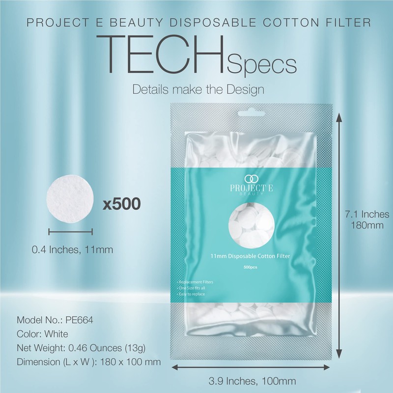 500pcs Cotton Filter (11mm) by Project E Beauty | Microdermabrasion