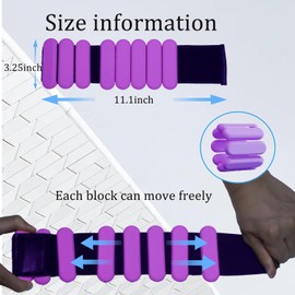 Jimikay Adjustable Wrist & Ankle Weights for Women and Men, Set of 2 (1lb Each),Silicone Weighted Bangles,weighted bracelet for Yoga, Dance, Pilates, Pool Exercises and Jogging etc (Purple)