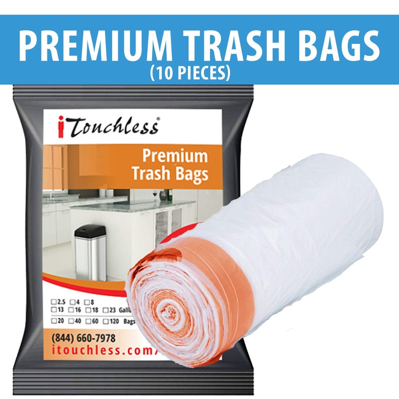 iTouchless Touchless Trash Can with AC Adapter and 10 Premium