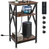 TooCust 3 Tier End Table with Charging Station, 16" W