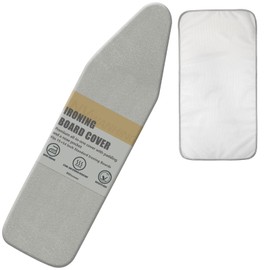 Invwanhing Ironing Board Cover and Pad, 15" x54 Standard Size, Extra Thick Padding, Silicone Coated Surface, Scorch and Stain Resistant, Elastic Edges, Adjustable Fastener. (Gray, 15＂× 54＂)