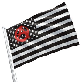 Anarchism Movement Anarchy Hippie Anarchist Symbol Punk Rock Anti Government 3x5 feet Flag Banner Vivid Color Double Stitched Brass Grommets (US Red)