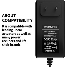 BOVZOR Recliner Power Supply Replacement for Limoss, 29V 2A AC/DC Transformer for Electric Power Recliners, Lift Chairs & Adjustable Beds